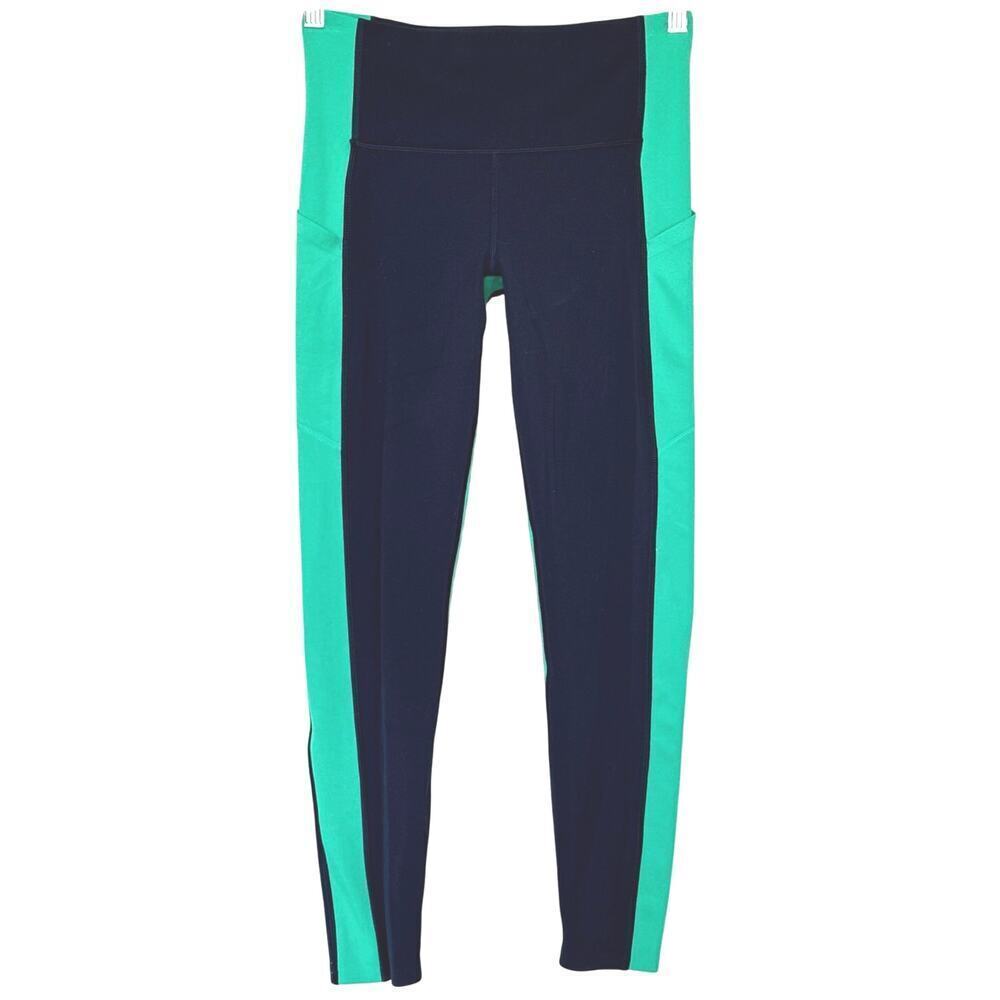 Athleta Leggings Womens XS Blue Green Yin 7/8 Colorblock Stash Pocket Gym Crop